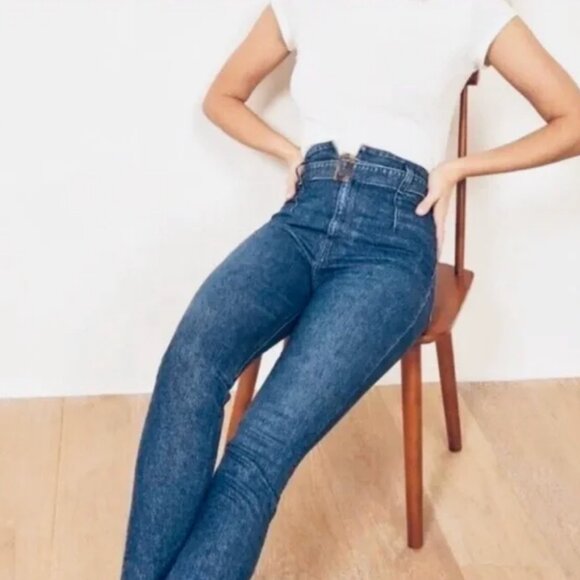 Reformation Kayo High Rise Belted Skinny Jeans Women's Size 30 Wash Newport - Picture 3 of 9